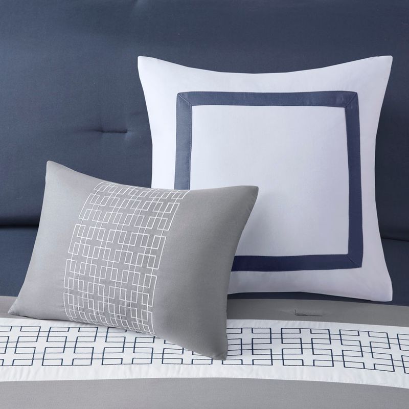 Navy Powell 8 Piece Embroidered Comforter Set Cal King