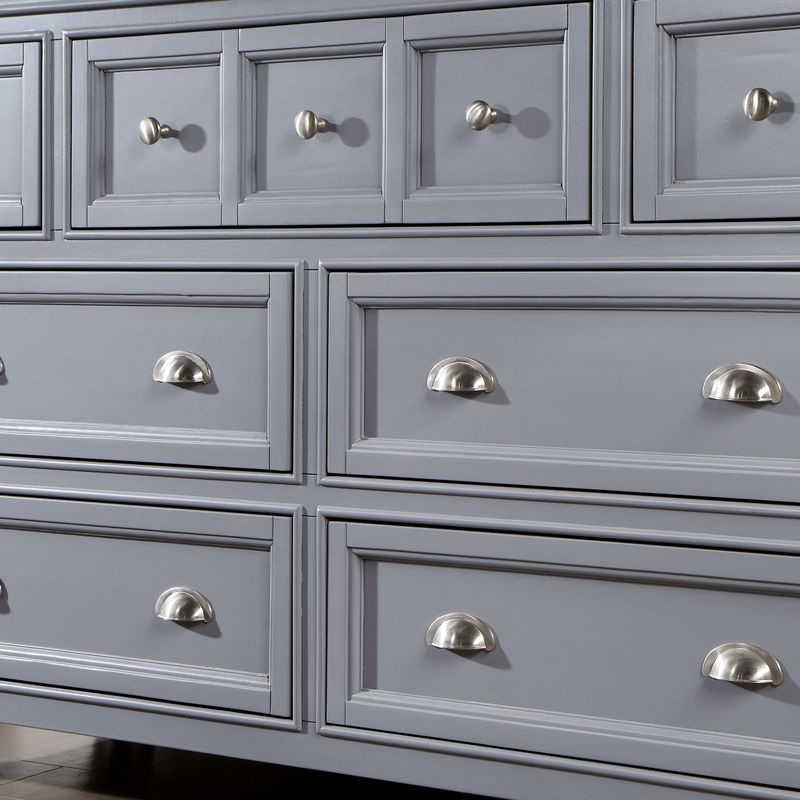 Transitional Wood 7-Drawer Dresser in Gray