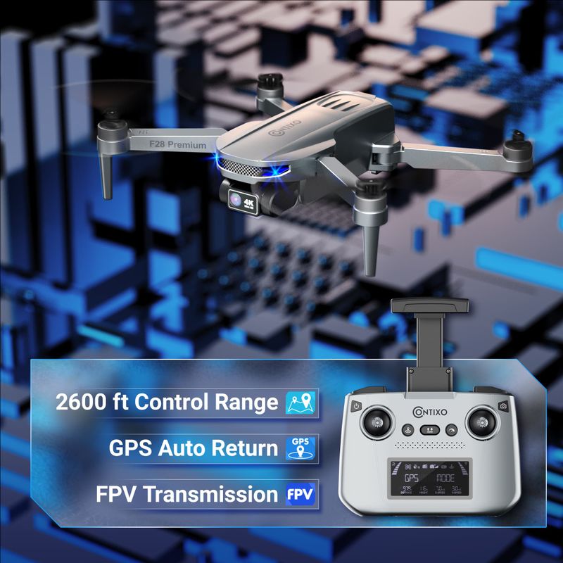 Contixo - F28-Premium GPS 4K Gimble Camera Drone - Gray