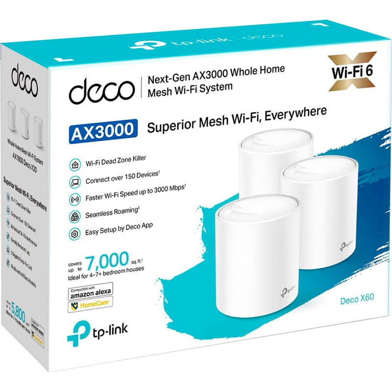 TP-Link - Deco AX3000 (3-pack) Dual-Band Whole Home Mesh Wi-Fi 6 System, Supports Gigabit Speeds - White