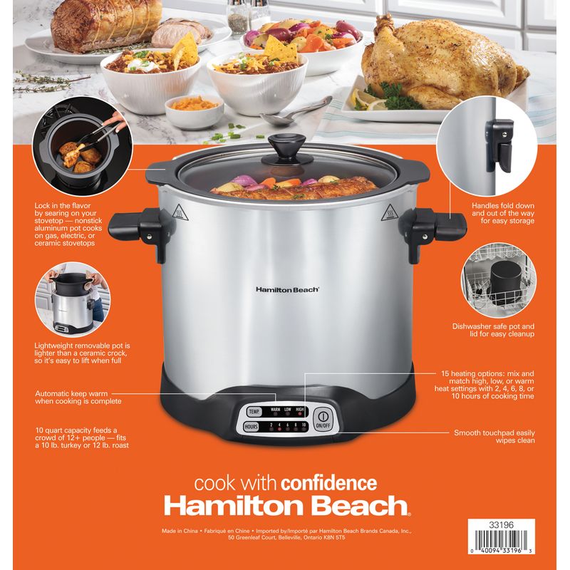 Hamilton Beach - 10qt Sear & Cook Stockpot Slow Cooker Silver