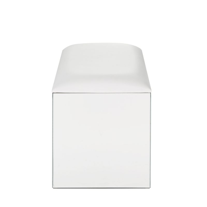 ACME Nysa Vanity Stool, Ivory Synthetic Leather, Mirrored & Faux Crystals