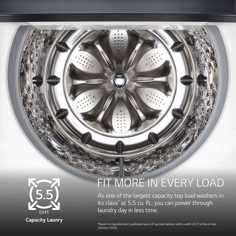 LG - 5.5 Cu. Ft. High Efficiency Smart Top Load Washer with EasyUnload - Alpine White