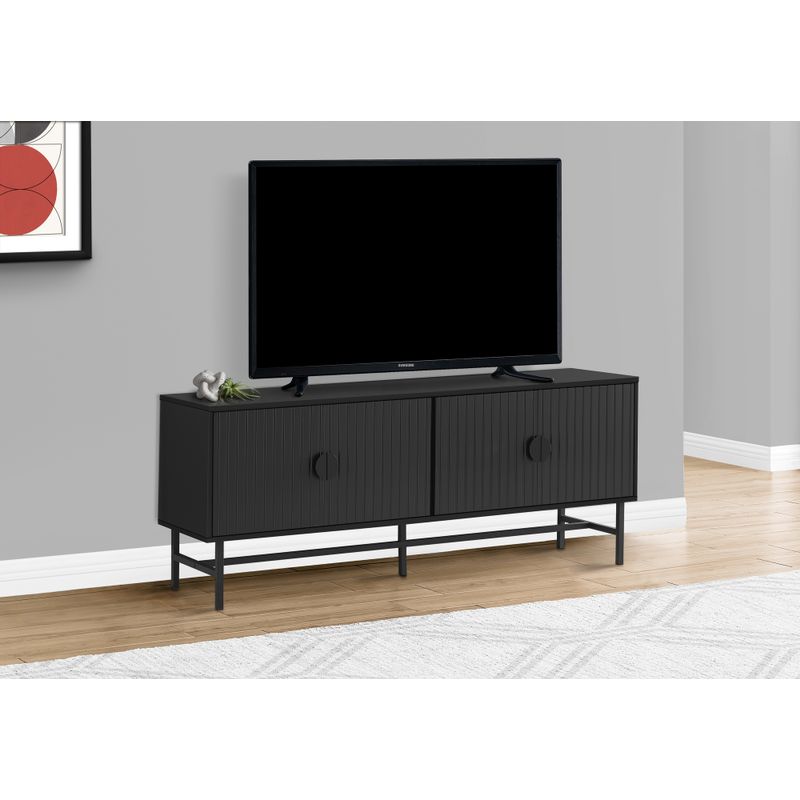 TV Stand - 60"L / Black With Black Metal