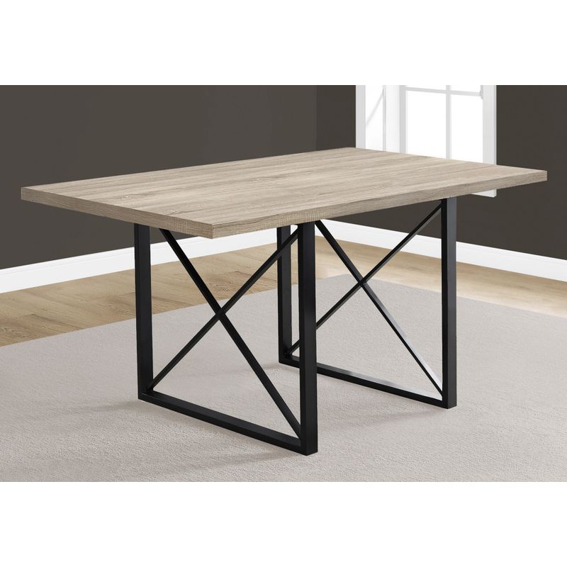 Dining Table - 36"X 60" / Dark Taupe / Black Metal