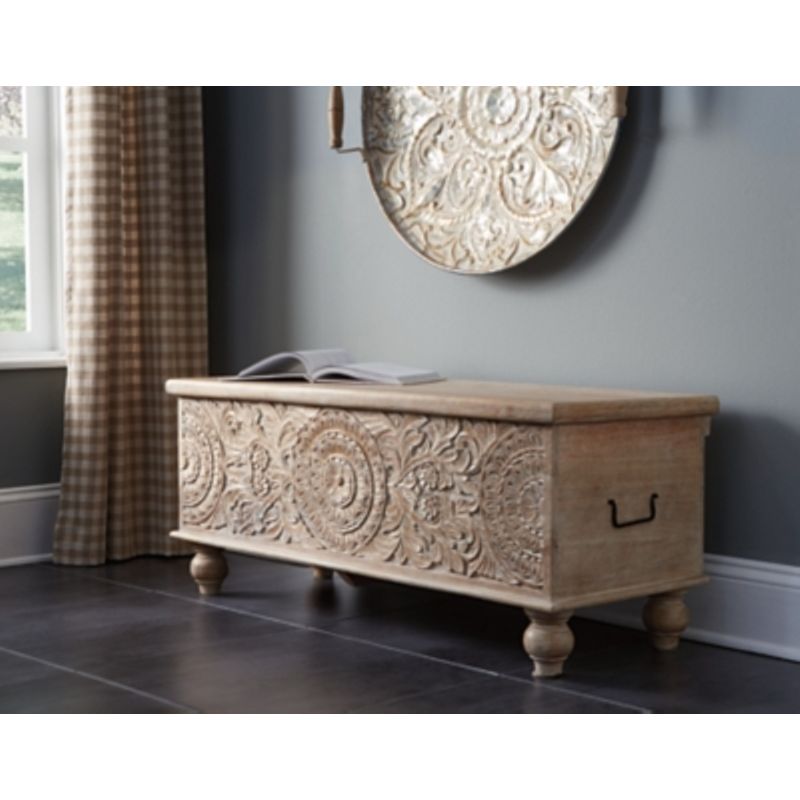 Beige Fossil Ridge Storage Bench