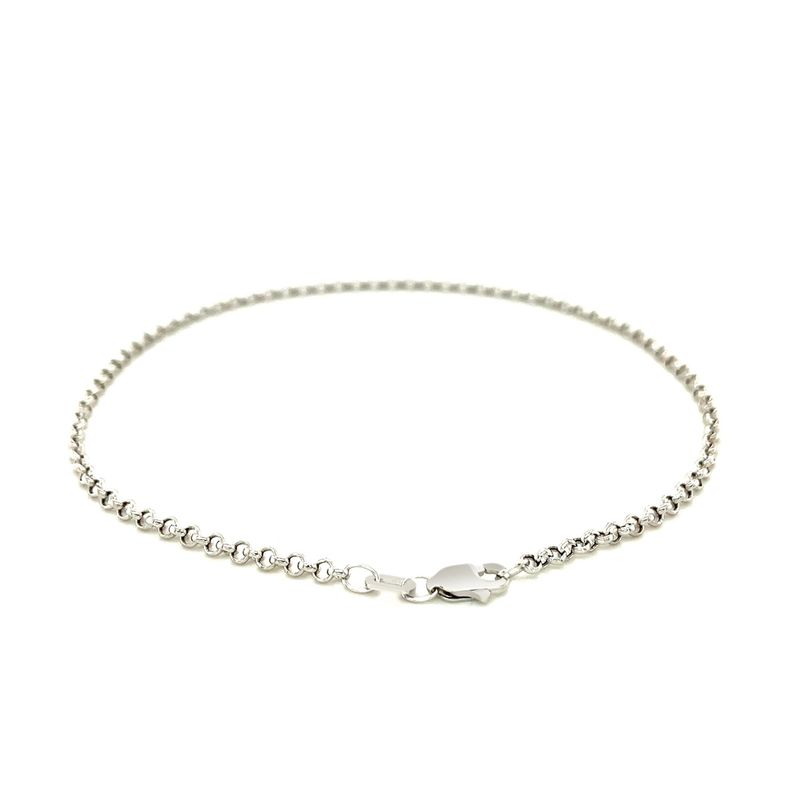 2.3mm 10k White Gold Rolo Anklet (10 Inch)