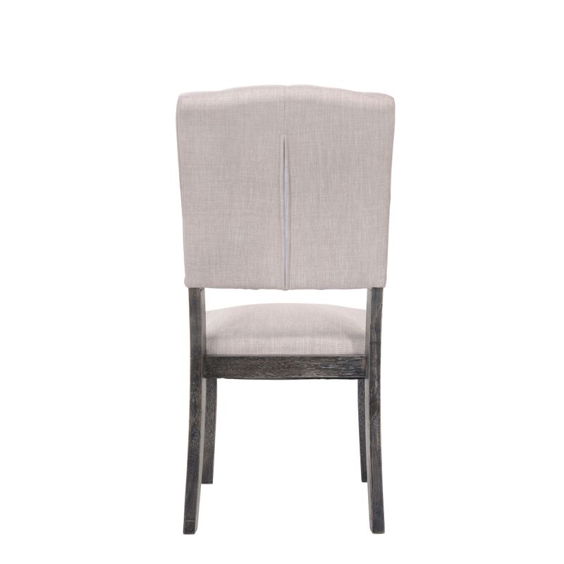 ACME Bernard Side Chair (Set-2), Linen & Weathered Gray Oak