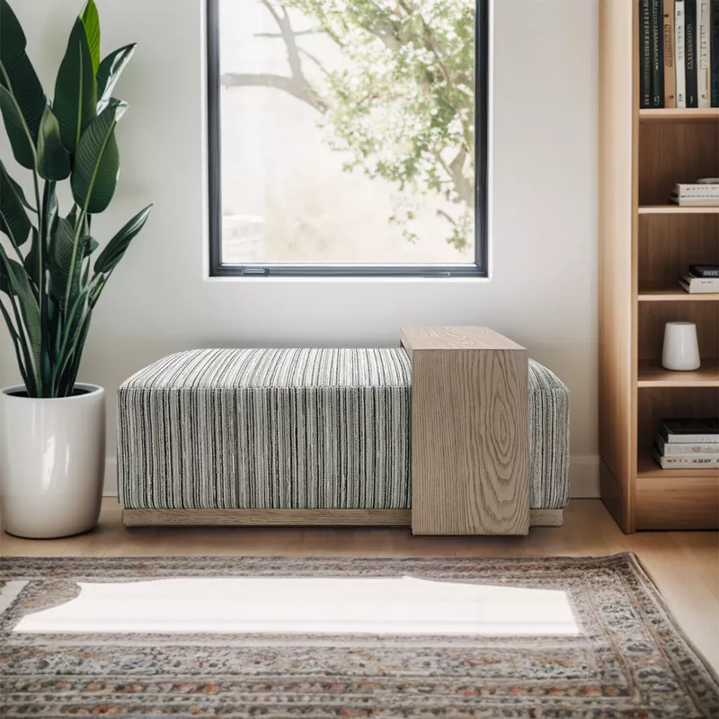 Stripe/Multi Bench/Cocktail Ottoman With Table