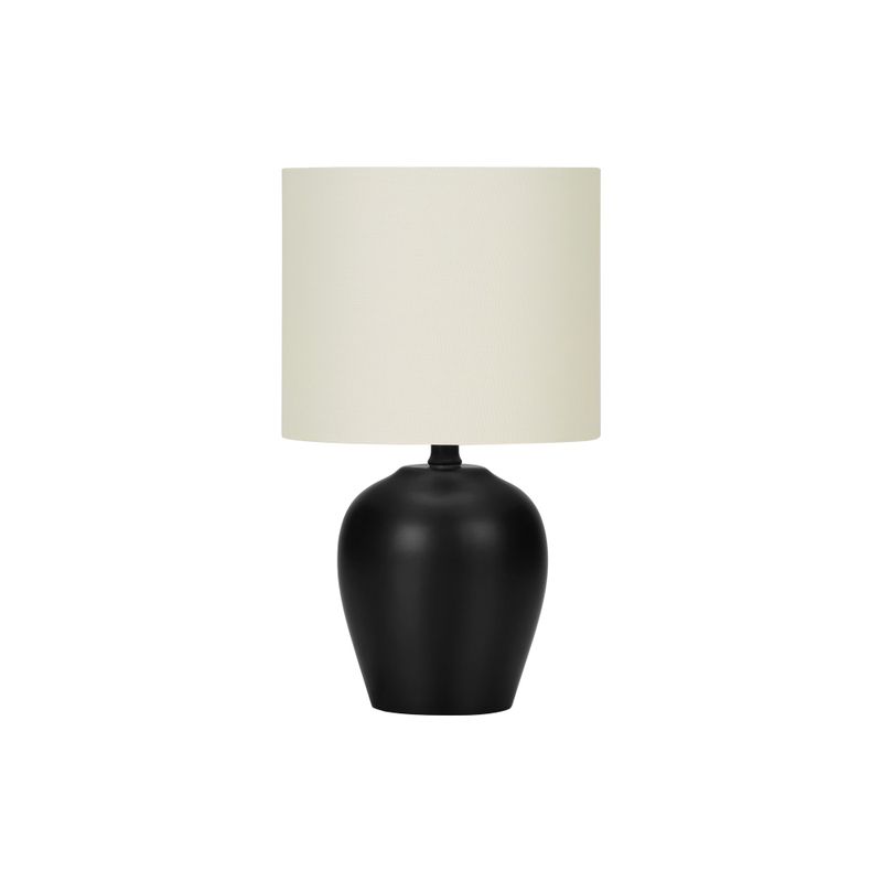 Lighting - 17"H Table Lamp Black Ceramic / Ivory Shade