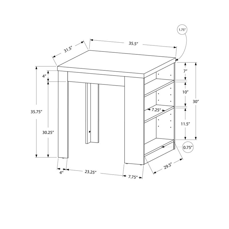 Dining Table/ 36" Rectangular/ Small/ Counter Height/ Kitchen/ Dining Room/ Laminate/ White/ Contemporary/ Modern