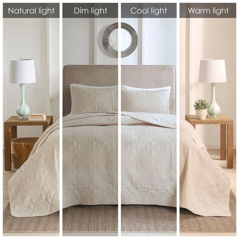 Cream Oakley 3 Piece Reversible Bedspread Set King/Cal King