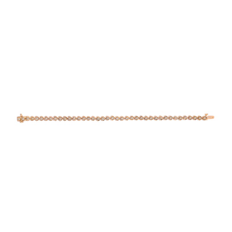 10K Rose Gold Plated .925 Sterling Silver 1.0 Cttw Miracle Set Diamond Heart-Link 7" Tennis Bracelet (I-J Color, I2-I3 Clarity)