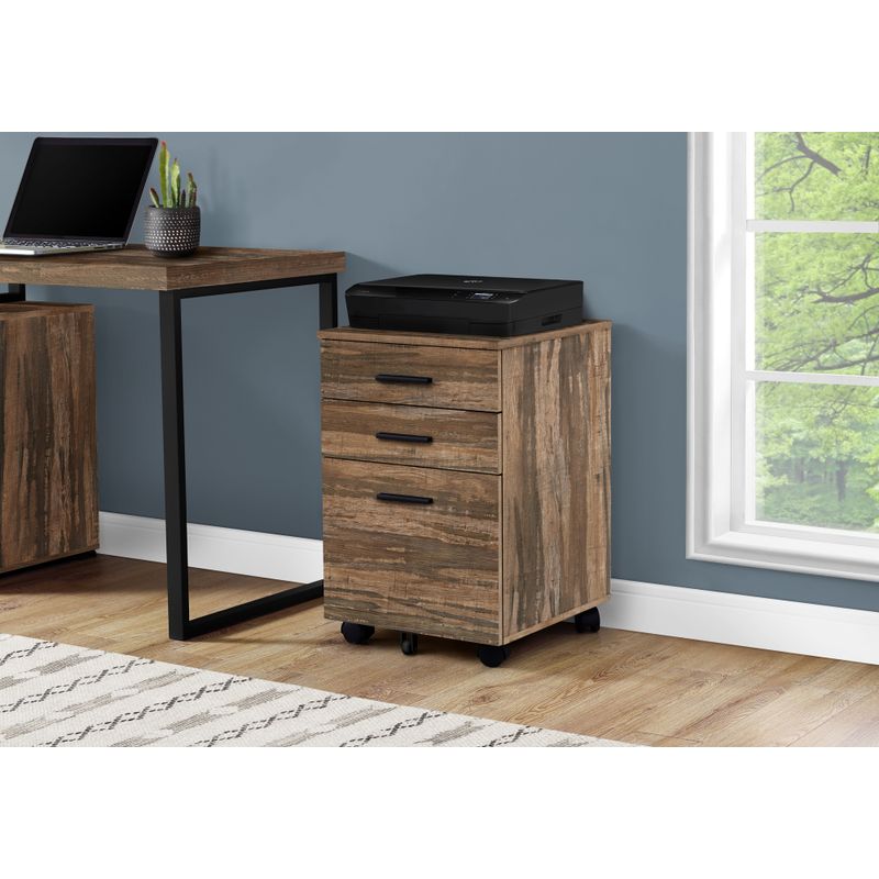 File Cabinet/ Rolling Mobile/ Storage Drawers/ Printer Stand/ Office/ Work/ Laminate/ Brown/ Contemporary/ Modern