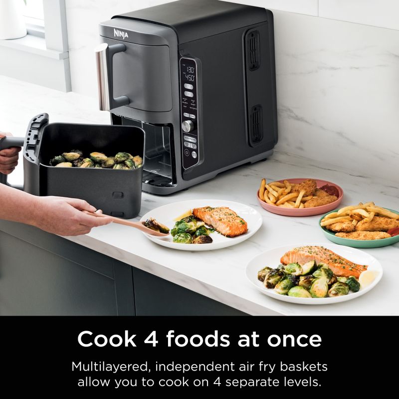 Ninja - DoubleStack XL 10 QT, 6-in-1, 2-Basket Air Fryer, Space Saving Design - Gray