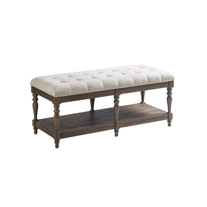 Ivory Highland Tufted Accent Bench with Shelf
