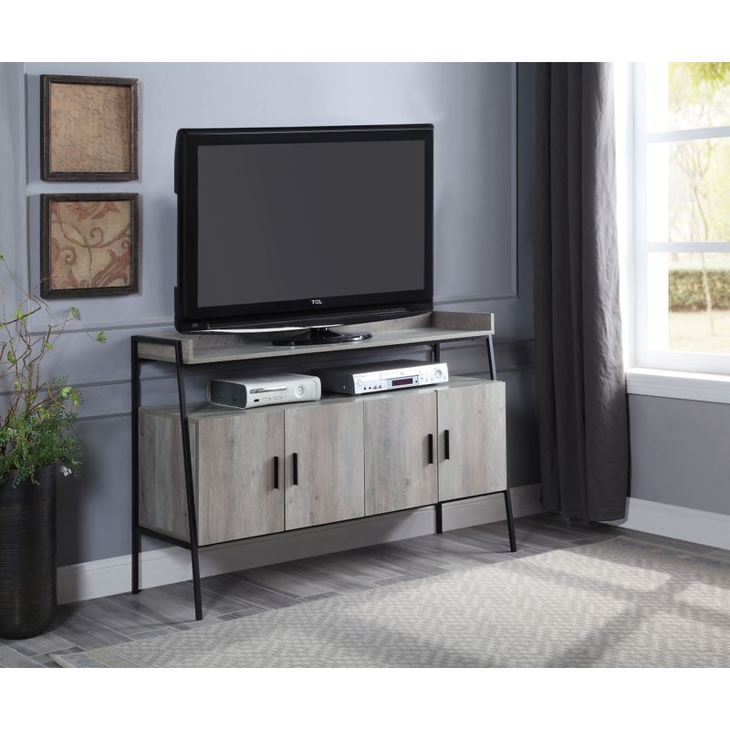 ACME Samiya TV Stand, Gray Oak & Black Finish