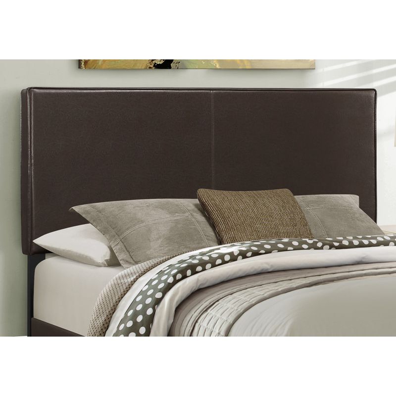 Bed/ Queen Size/ Platform/ Bedroom/ Frame/ Upholstered/ Pu Leather Look/ Wood Legs/ Brown/ Transitional