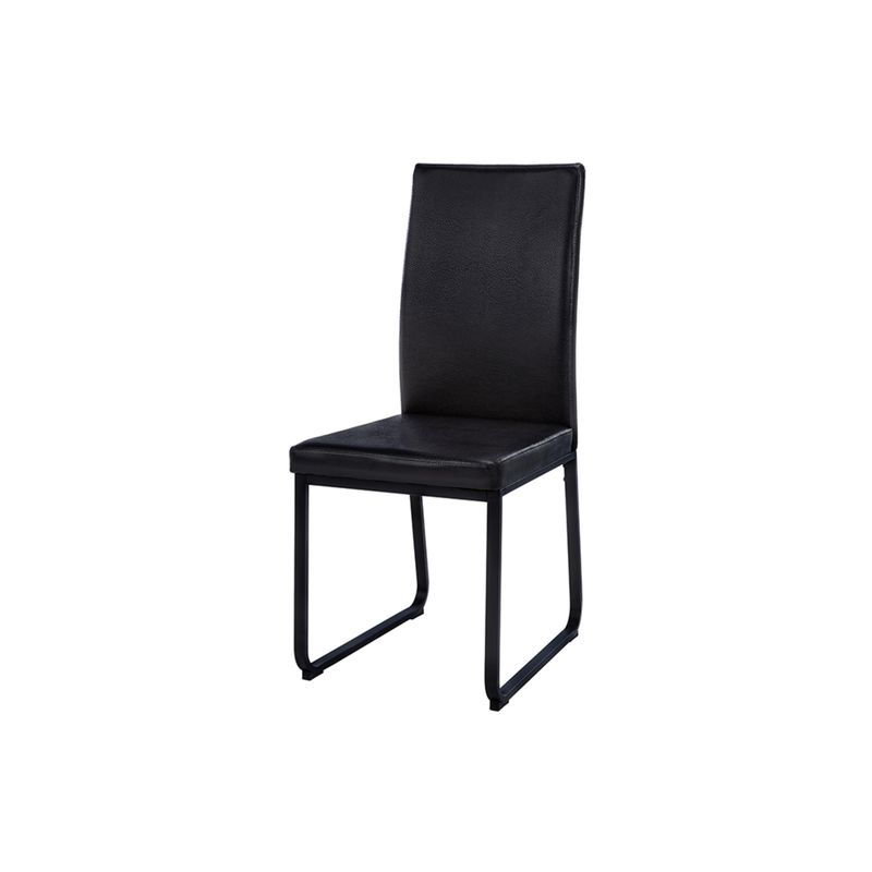 Dining Chair/ Set Of 2/ Side/ Upholstered/ Kitchen/ Dining Room/ Pu Leather Look/ Metal/ Black/ Contemporary/ Modern