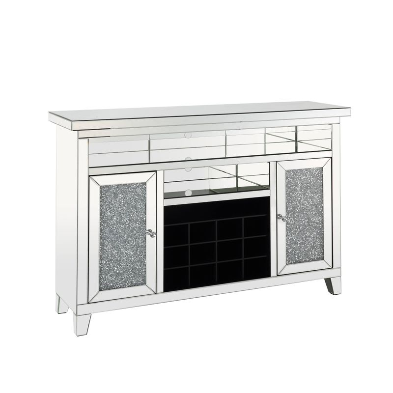 ACME Noralie Wine Cabinet w/LED, Mirrored & Faux Diamonds