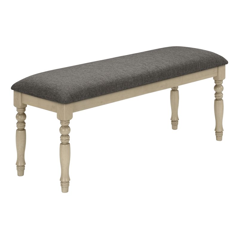 Bench - 48"L / Antique Grey / Grey Fabric