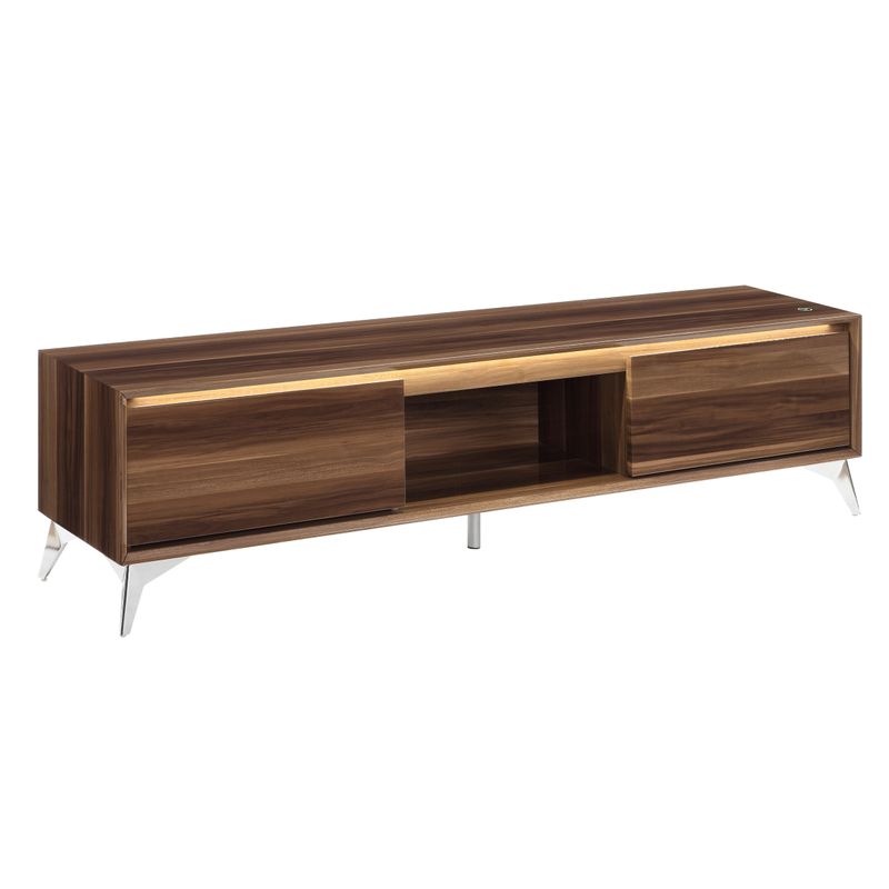 ACME Raceloma TV Stand, LED, Walnut & Chrome Finish