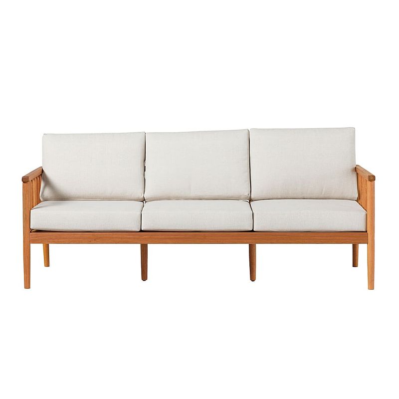 Walker Edison - Modern Solid Wood Spindle-Style Outdoor Triple Loveseat - Natural