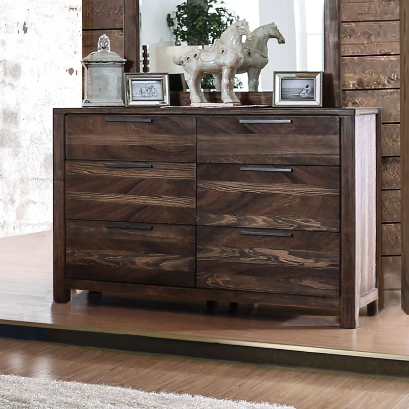 Rustic Solid Wood 6-Drawer Dresser in Rustic Natural Tone