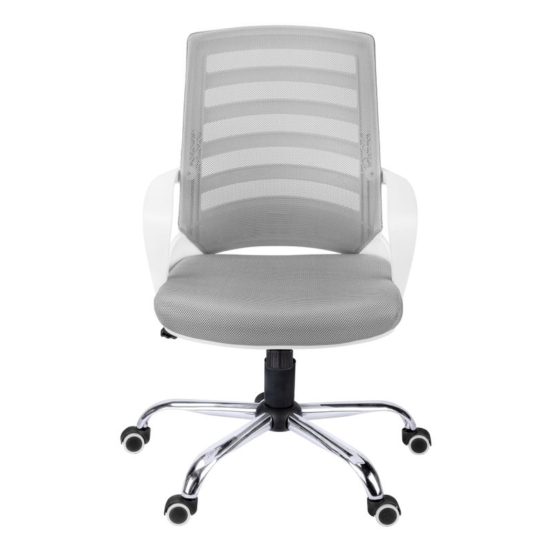 Office Chair/ Adjustable Height/ Swivel/ Ergonomic/ Armrests/ Computer Desk/ Work/ Metal/ Mesh/ White/ Chrome/ Contemporary/ Modern