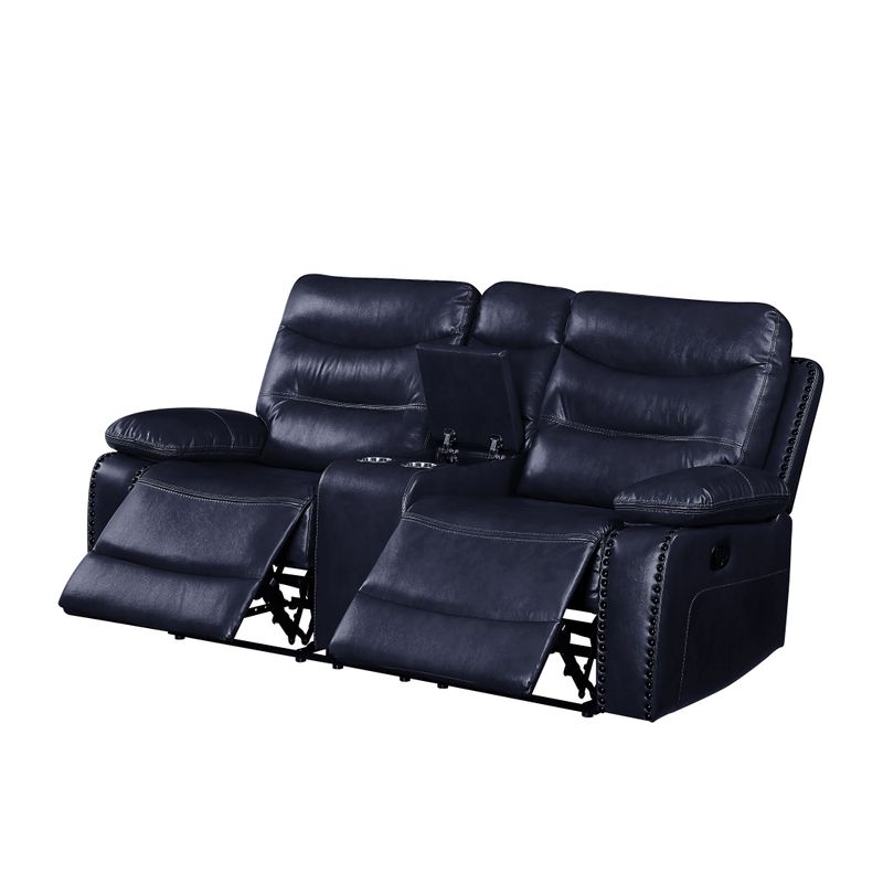 ACME Aashi Motion Loveseat w/Console, Navy Leather-Gel Match