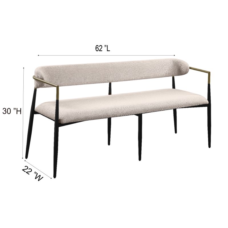 ACME Jaramillo Bench, Beige Fabric & Black Finish