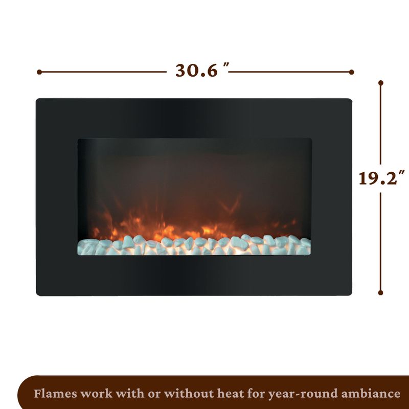 Callisto 30-In. Wall-Mount Electric Fireplace with Flat Panel and Crystal Rocks