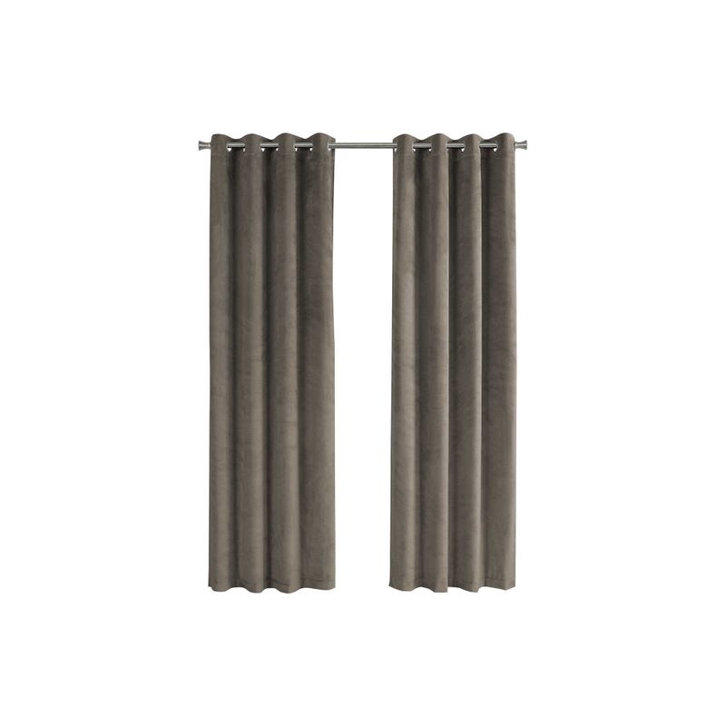 Curtain Panel/ 2pcs Set/ 54"W X 84"L/ Room Darkening/ Grommet/ Living Room/ Bedroom/ Kitchen/ Velvet/ Polyester/ Beige/ Contemporary/ Modern