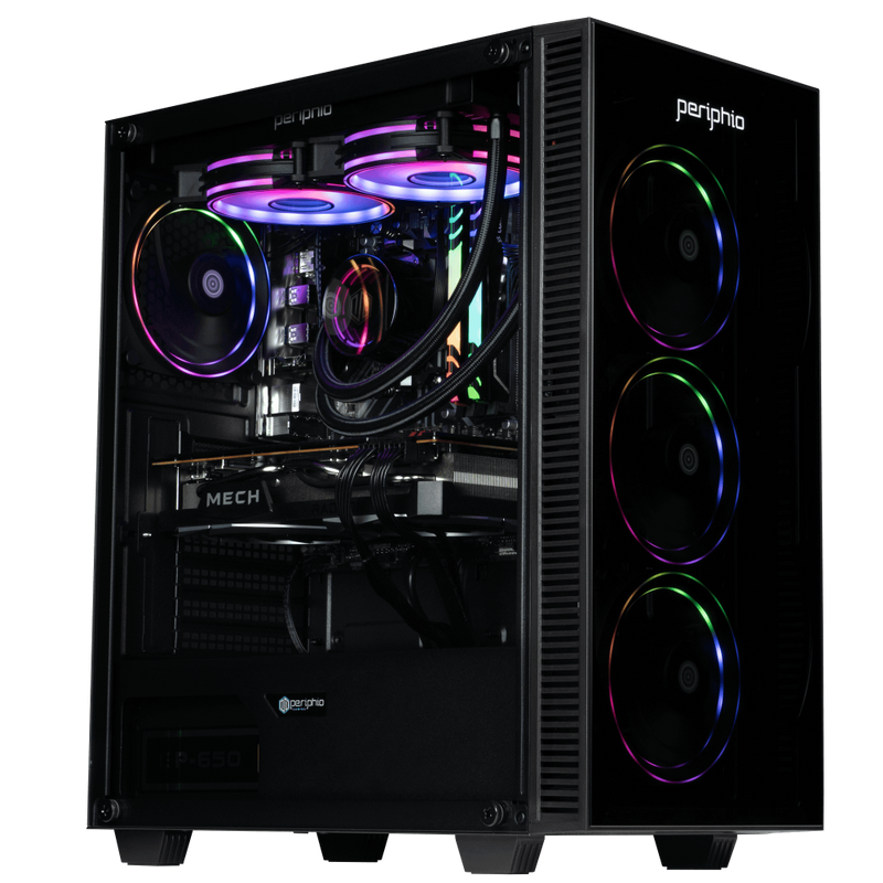 Periphio Firestorm Prebuilt VR Ready Gaming PC, AMD Ryzen 5 5600X (4.6GHz Turbo), Radeon RX 6750 XT (12GB), 1TB M.2 NVMe SSD, 16GB DDR4 RAM,