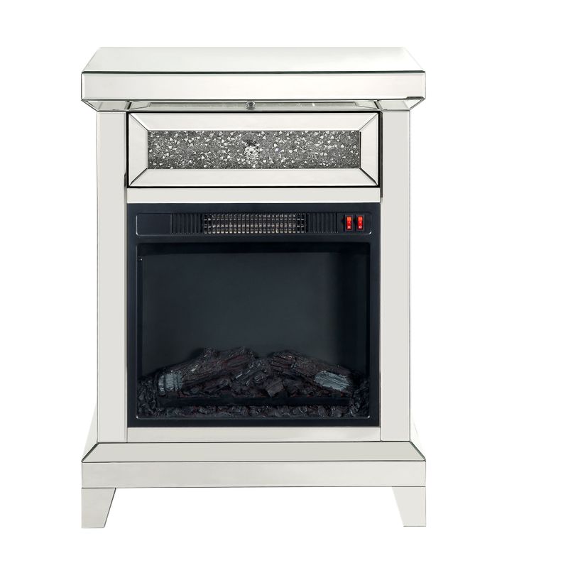 ACME Noralie Fireplace, Mirrored & Faux Diamonds