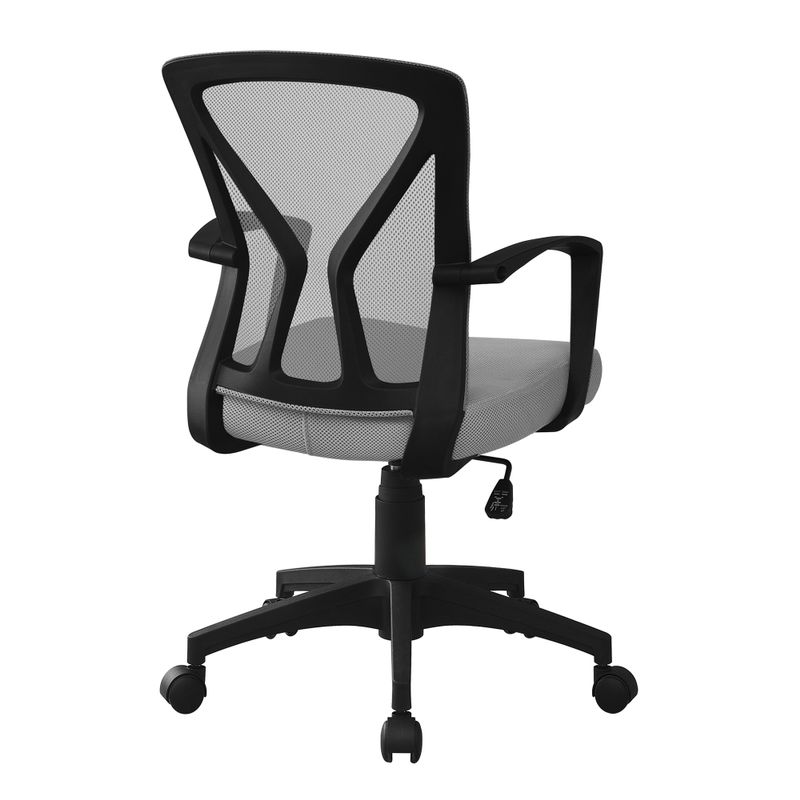 Office Chair/ Adjustable Height/ Swivel/ Ergonomic/ Armrests/ Computer Desk/ Work/ Metal/ Fabric/ Grey/ Black/ Contemporary/ Modern