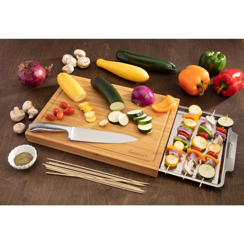 Cuisinart - Bamboo Cutting Board w/ Stainless Steel Tray