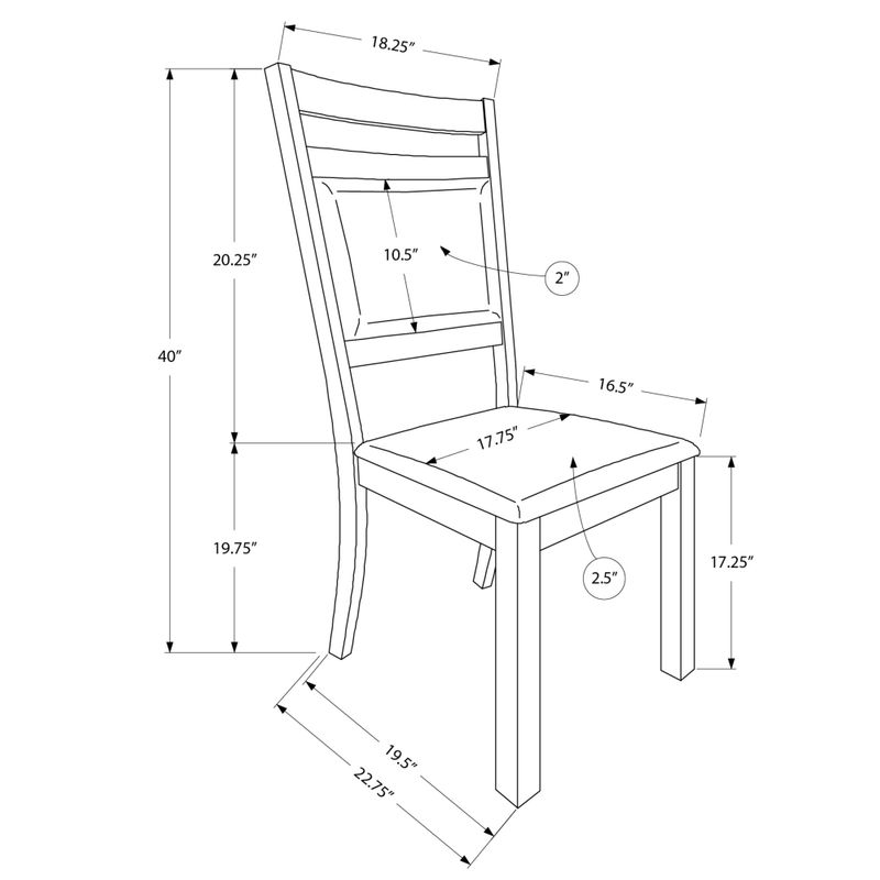 Dining Chair/ Set Of 2/ Side/ Upholstered/ Kitchen/ Dining Room/ Pu Leather Look/ Wood Legs/ Brown/ Transitional