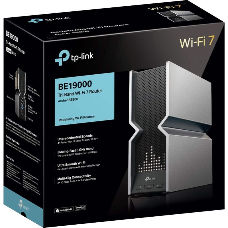 TP-Link - Archer BE19000 Tri-Band Wi-Fi 7 Router - Black