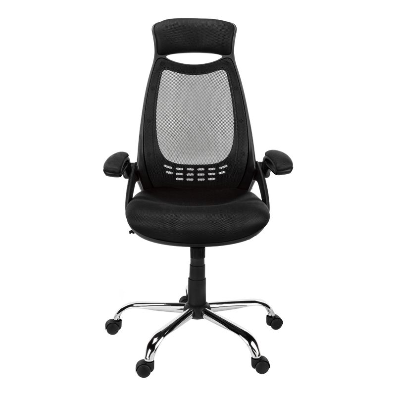 Office Chair/ Adjustable Height/ Swivel/ Ergonomic/ Armrests/ Computer Desk/ Work/ Metal/ Mesh/ Black/ Chrome/ Contemporary/ Modern