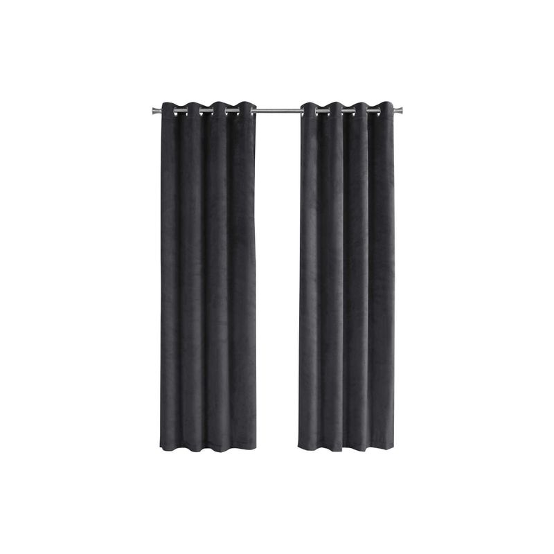 Curtain Panel/ 2pcs Set/ 54"W X 84"L/ Room Darkening/ Grommet/ Living Room/ Bedroom/ Kitchen/ Velvet/ Polyester/ Grey/ Contemporary/ Modern