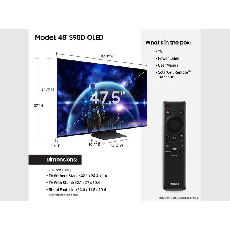 Samsung 48" Class OLED 4K HDR Gaming TV S90D Series