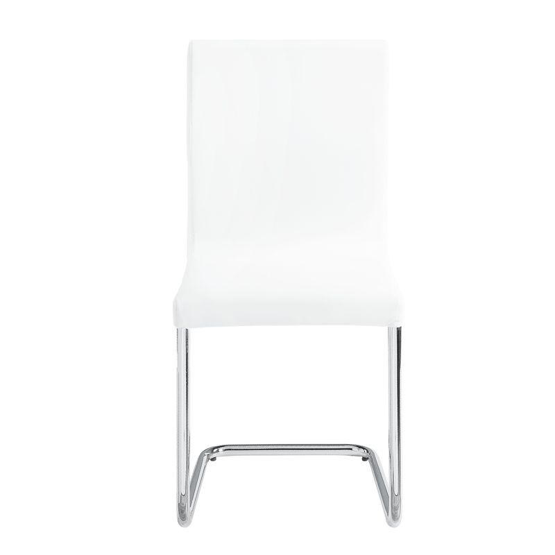 ACME Palton Side Chair (Set-2), White Synthetic Leather & Chrome Finish