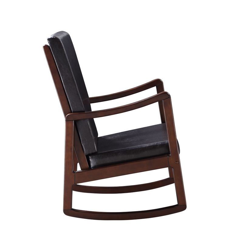 ACME Raina Rocking Chair, Dark Brown Synthetic Leather & Espresso Finish