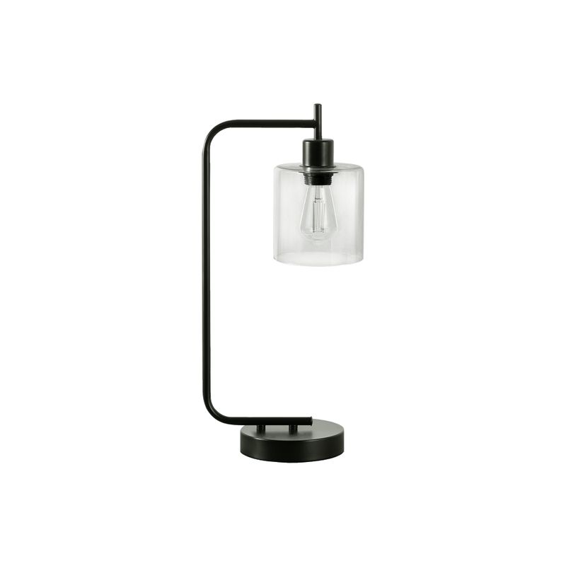 Lighting - 20"H Table Lamp Black Metal/Glass Shade/Sub