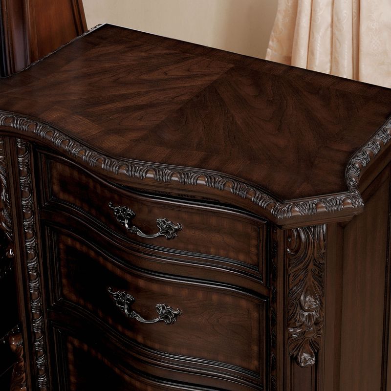 Traditional Solid Wood 3-Drawer Nightstand in Brown Cherry