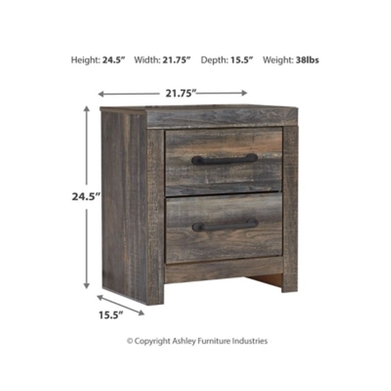 Multi Drystan Two Drawer Night Stand