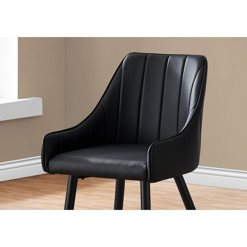 Dining Chair - 2Pcs / 33"H / Black Leather-Look / Black