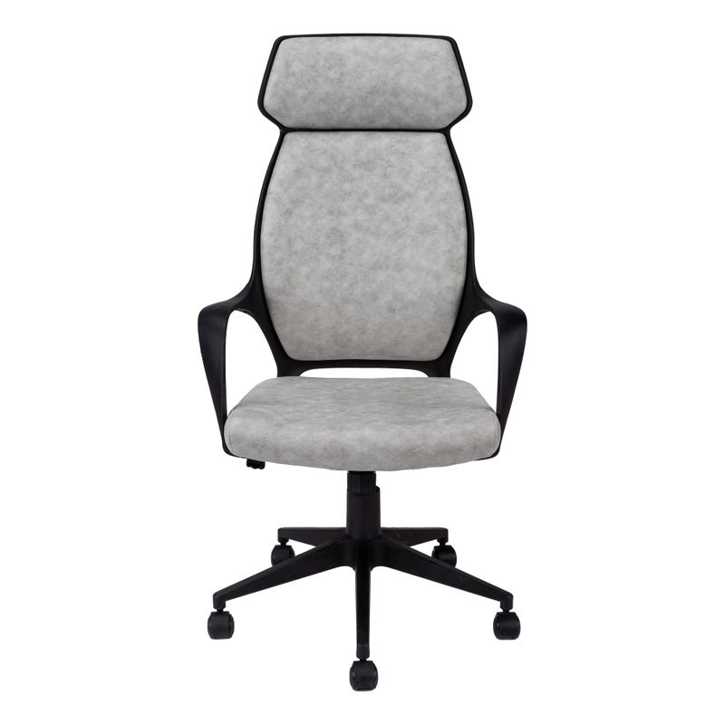 Office Chair/ Adjustable Height/ Swivel/ Ergonomic/ Armrests/ Computer Desk/ Work/ Metal/ Fabric/ Grey/ Black/ Contemporary/ Modern