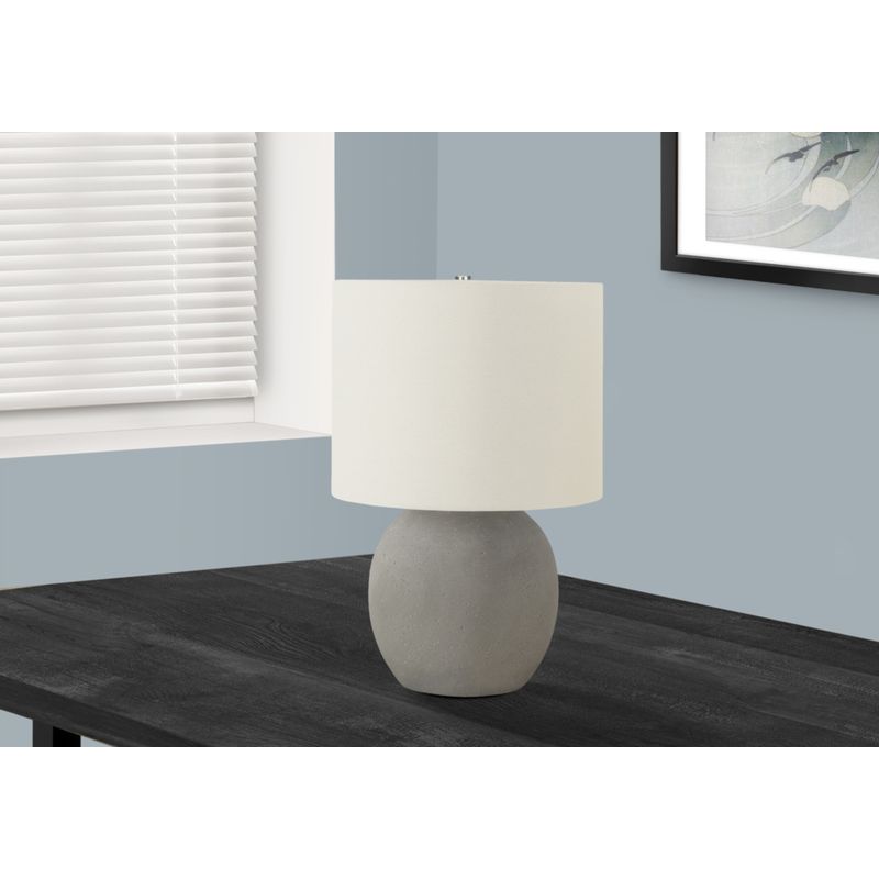 Lighting - 20"H Table Lamp Grey Concrete / Ivory Shade